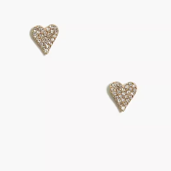 j. Crew Pavé crystal heart stud earrings, NWT - Picture 2 of 3